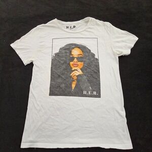H.E.R. White Short Sleeve Cotton T-Shirt Adult M